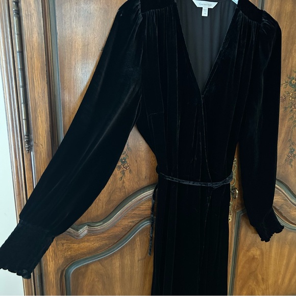 Garnet Hill ~ new ~ Black Velvet Wrap Midi Dress in size 12 - Picture 10 of 16